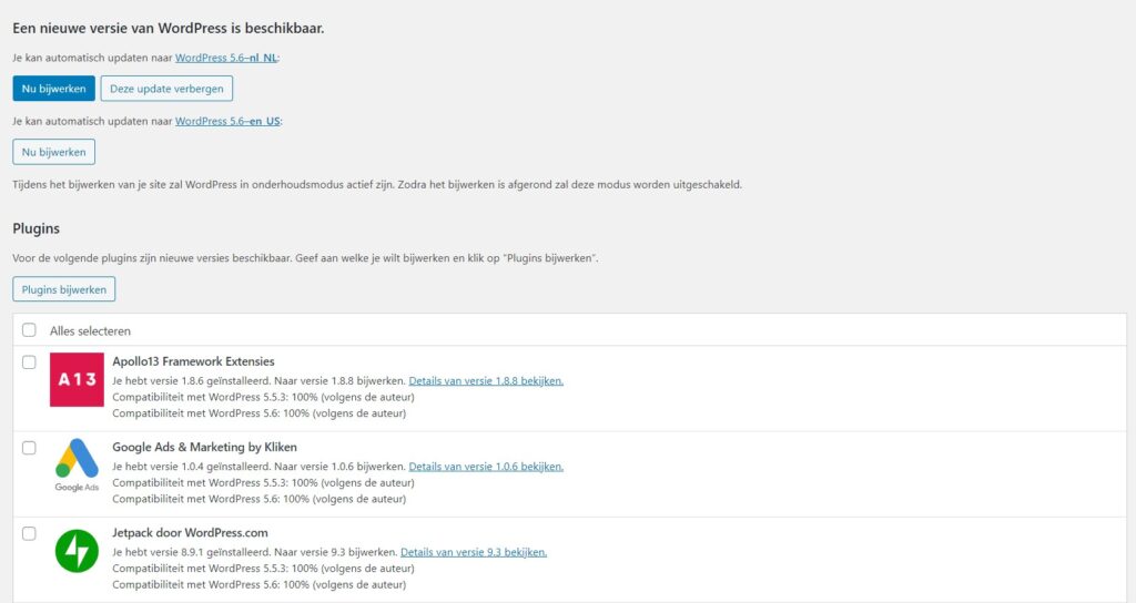 WordPress updates