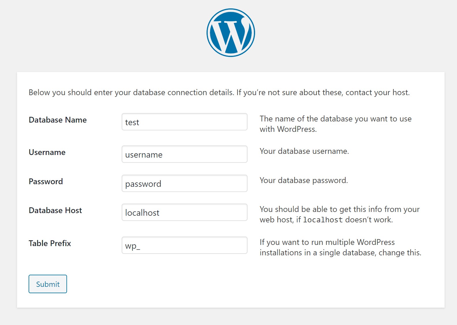 WordPress database opzet