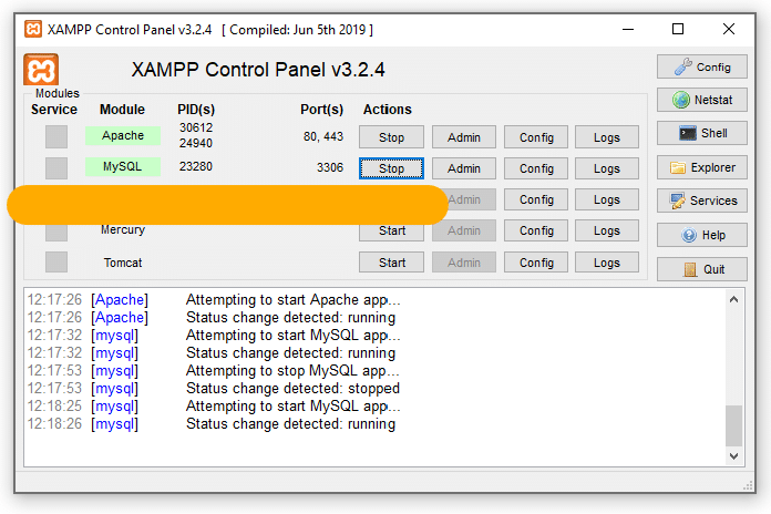 XAMPP Control Panel