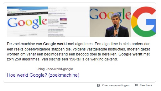 Snippet Hoe werkt Google