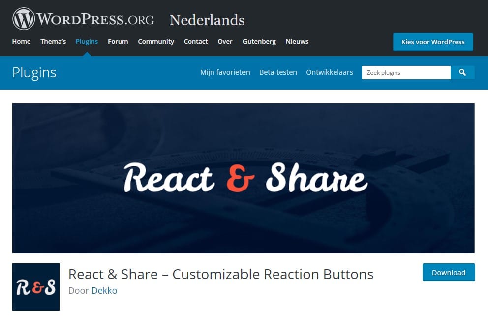 React and Share WordPress plugin