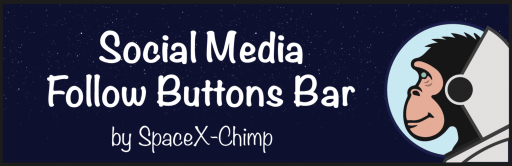 Social media follow buttons bar SpaceX Chimp