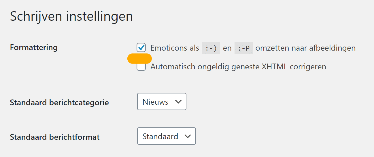 Vink emoticons aan WordPress