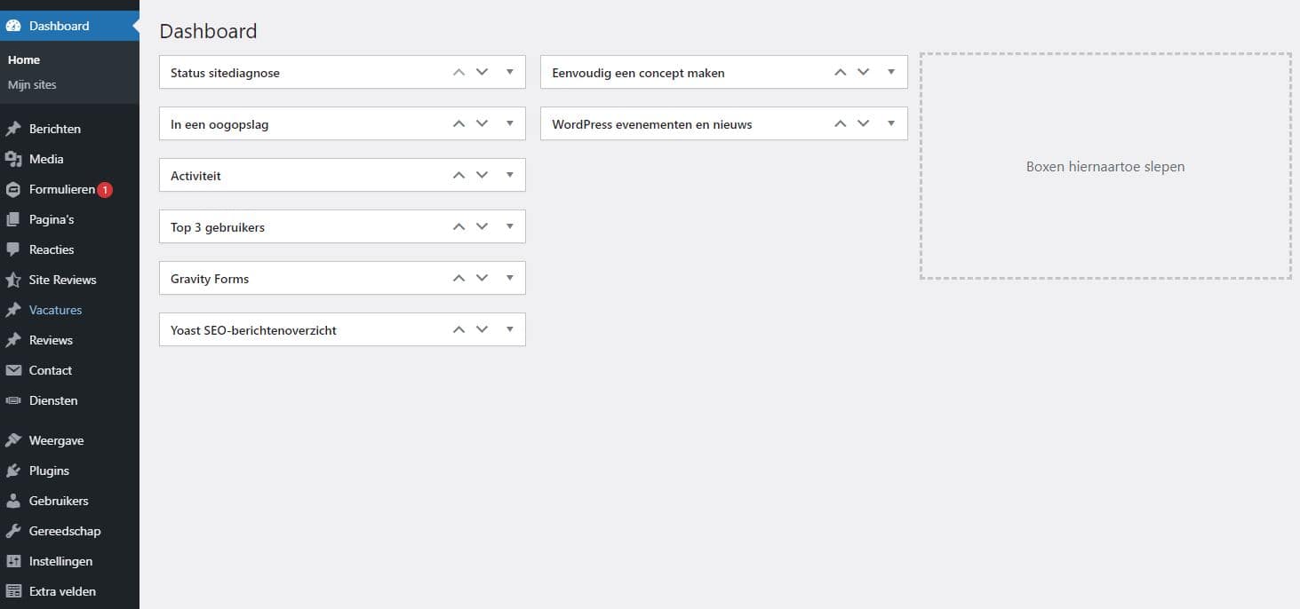 Afbeelding WordPress dashboard overzicht, functies & tips