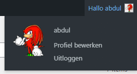 WordPress dashboard profiel link